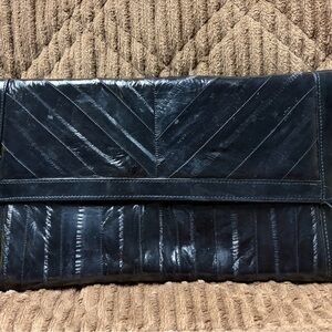 Vintage Korean Black Eel Skin Clutch
